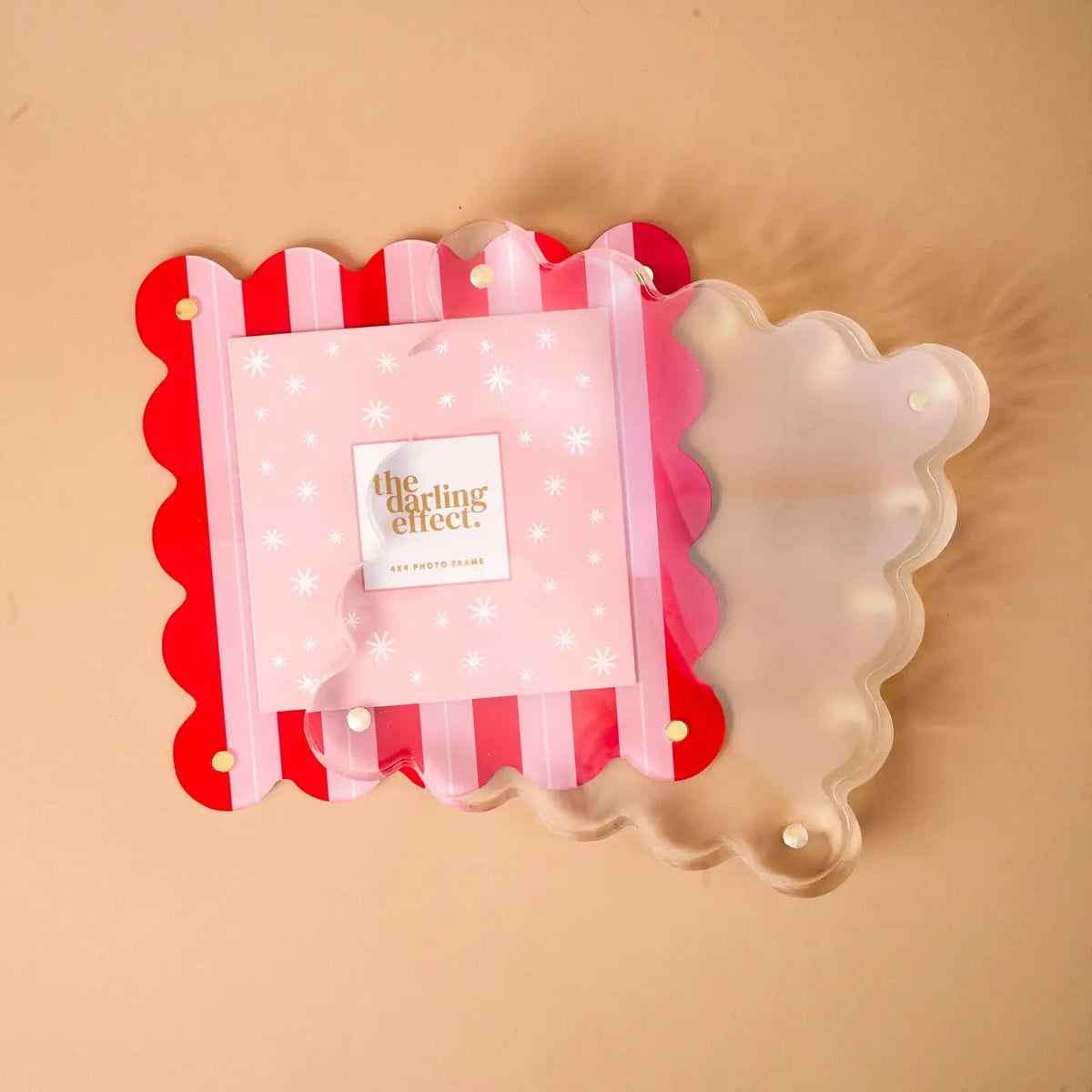 The Darling Effect Square Scalloped Acrylic Picture Frame-Peppermint Stripes