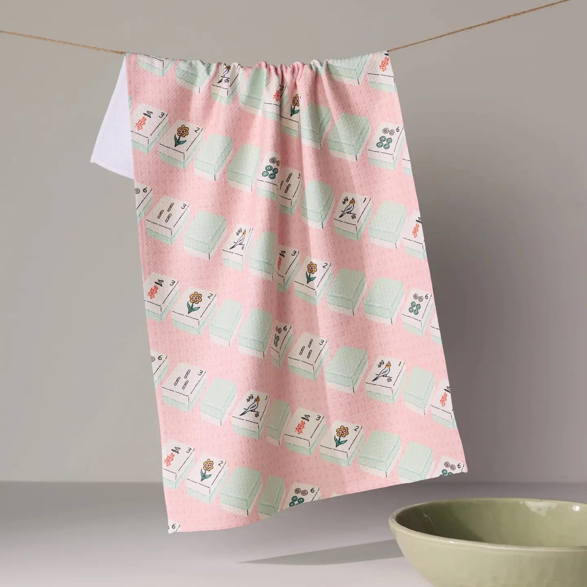 Geometry Tile Parade Tea Towel - Mahjong
