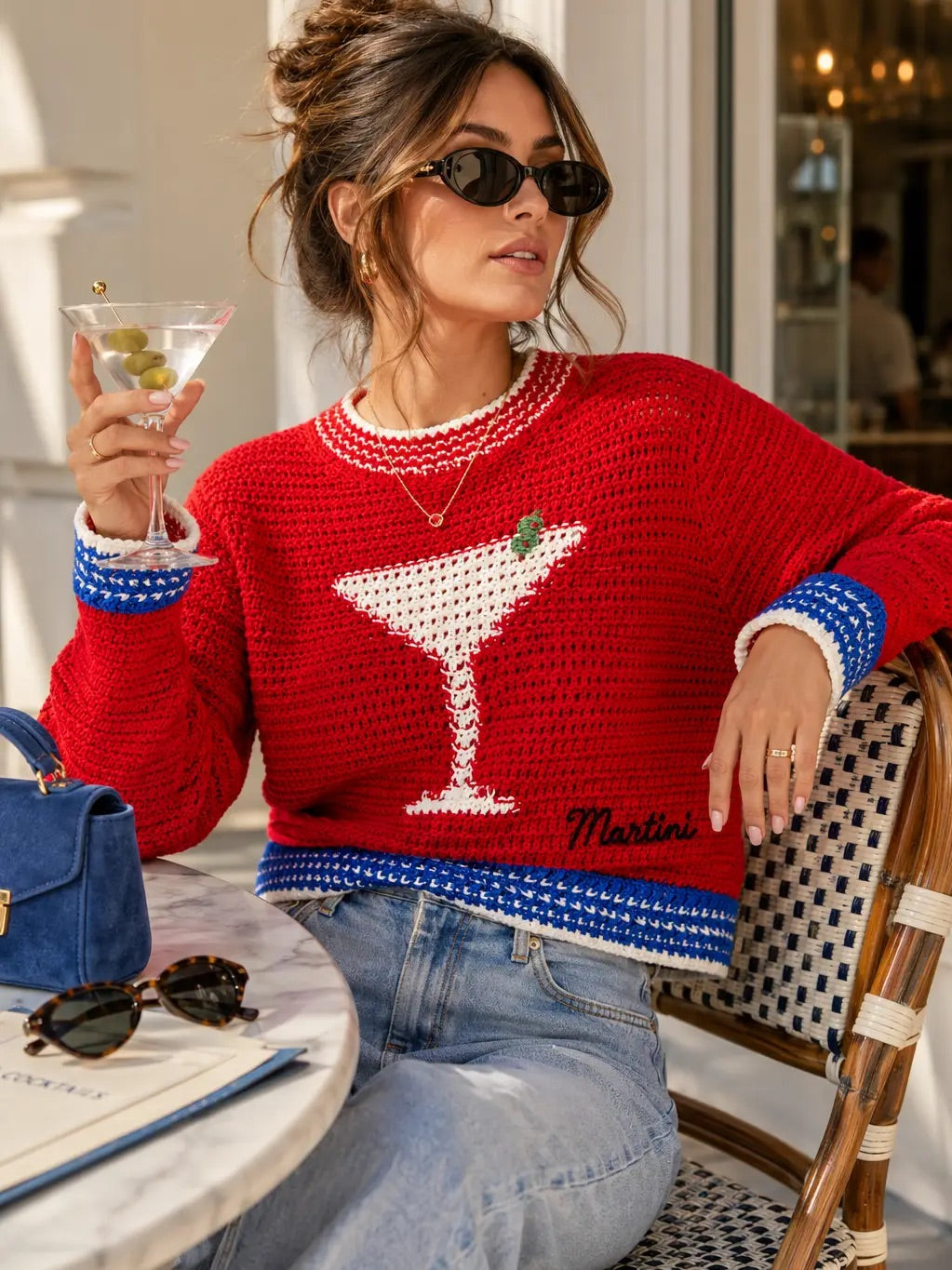 AEMI+CO Martini Graphic Statement Sweater