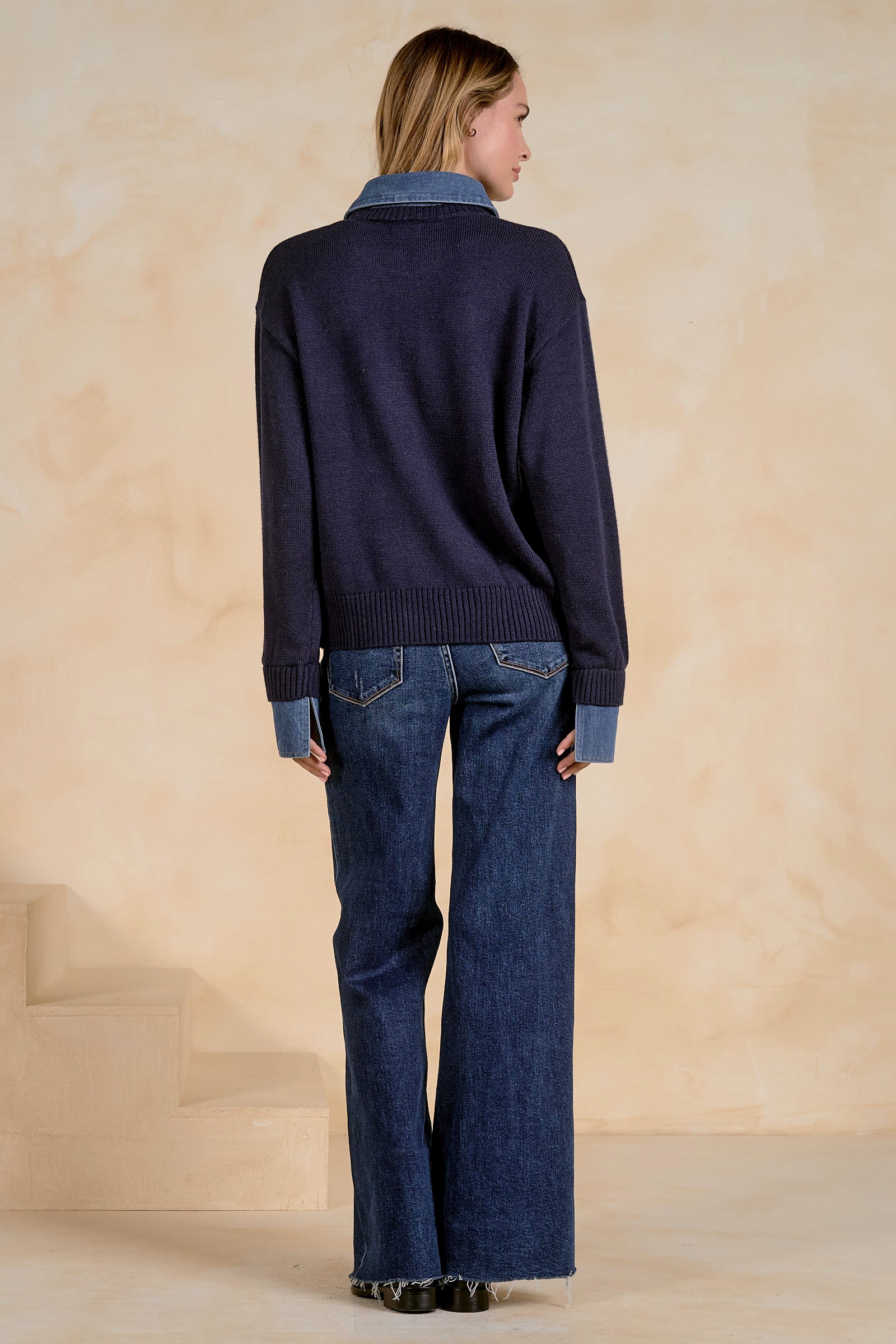 Elan Denim Collared Sweater