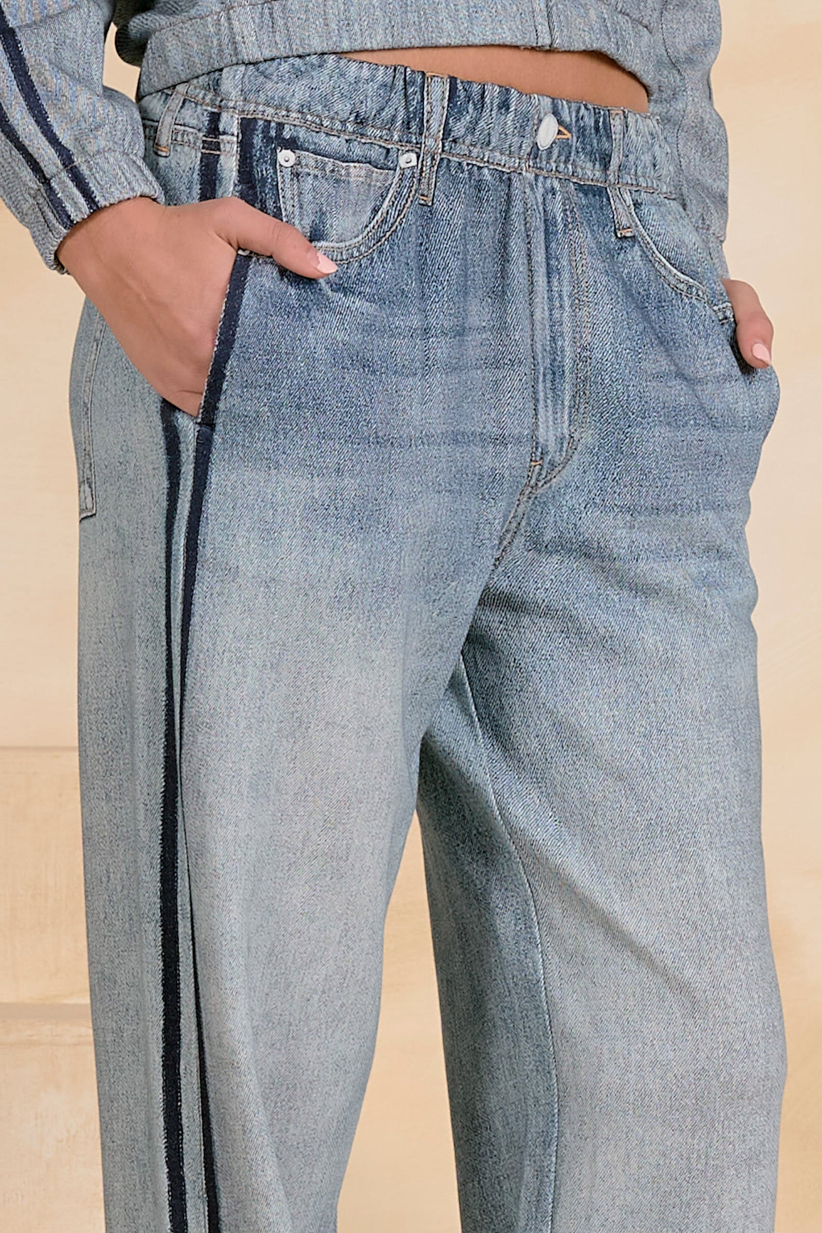Elan Jojo Denim Track Sweatpants