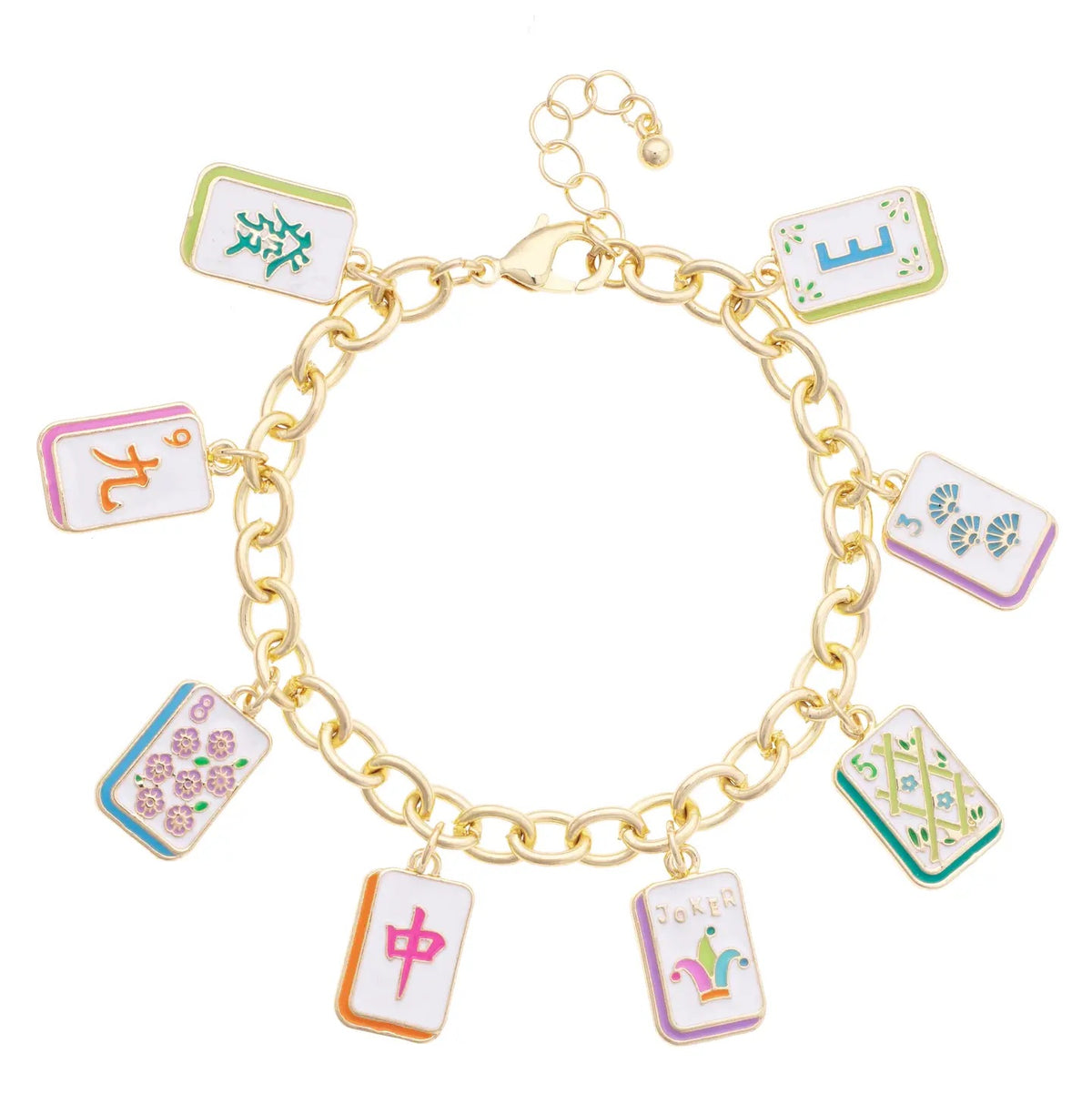 Canvas Style Wanna Mahj?! Enamel Charm Bracelet in Pastel Mutli